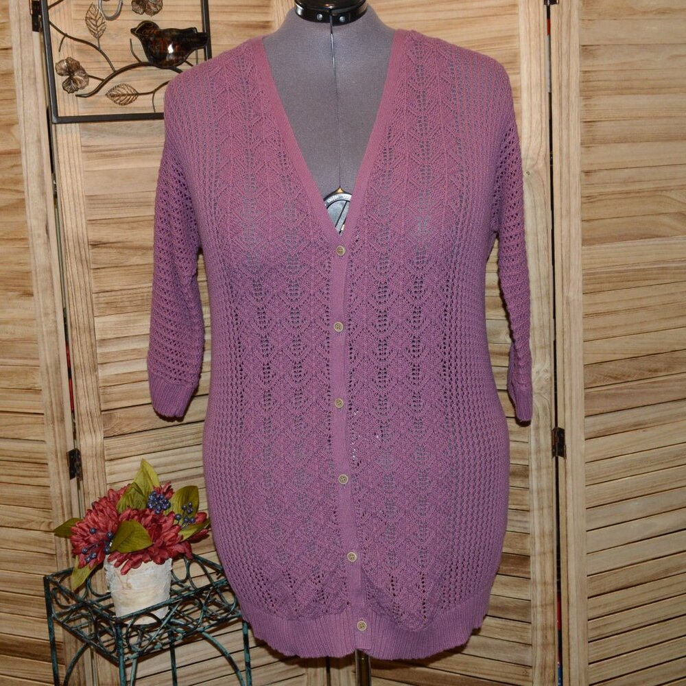 Torrid 2X Purple Tunic Length Cardigan